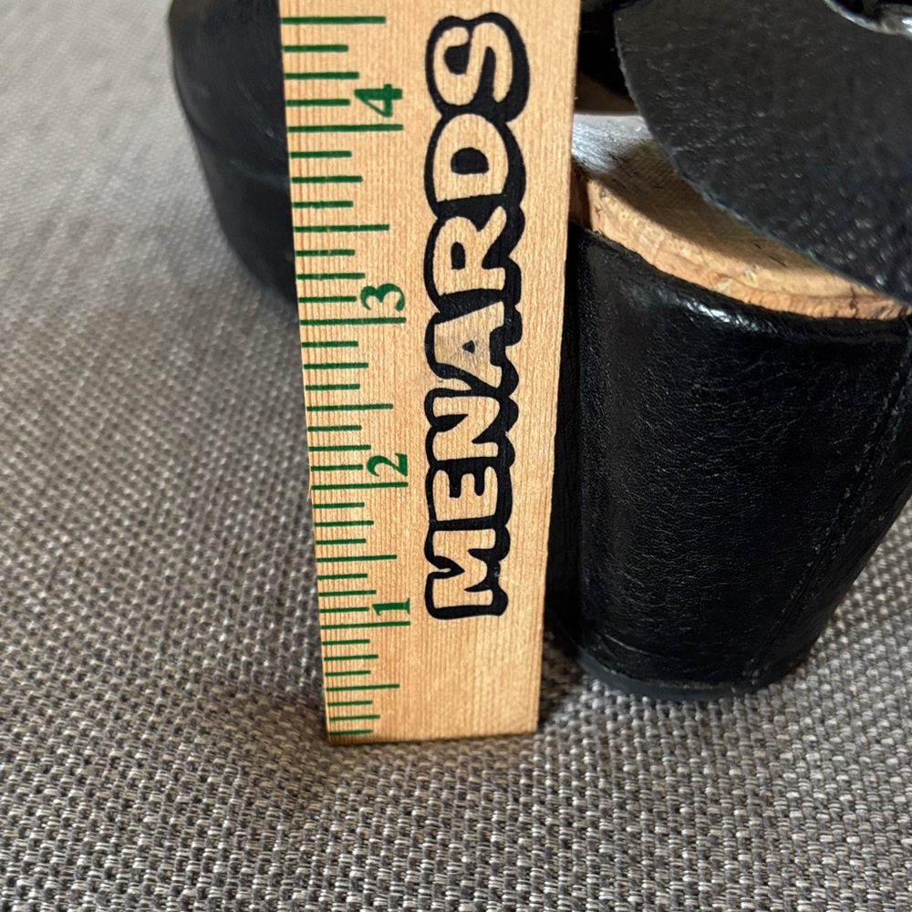Women's Black Cork Wedge Sandals - Classic Open-Toe - Picture 3 of 8